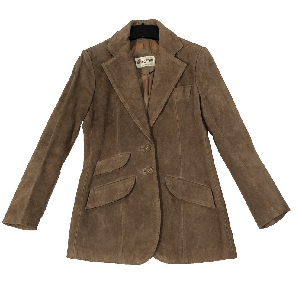 Le Soleil Suede Leather Blazer Jacket‎ Women 9/10 Brown Vintage 70s Western Coat